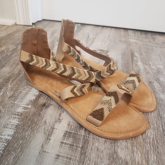 Aspiga Hand Crafted Women's Tan Carrie Beaded Sandals Size 8.5 (40) - Picture 2 of 8